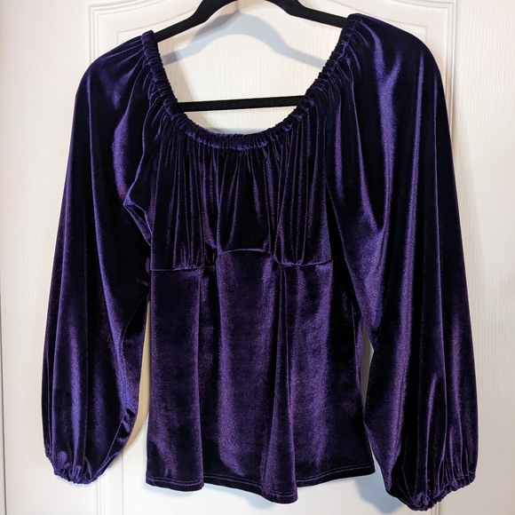 Pinup Couture Tops - Purple Velvet Peasant Blouse XL